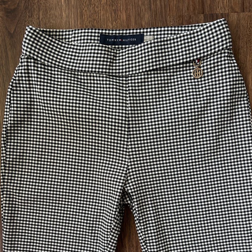 TOMMY HILFIGER Gingham Pants Black Skinny Office Teacher Preppy Old Money Size 6 - Picture 6 of 12